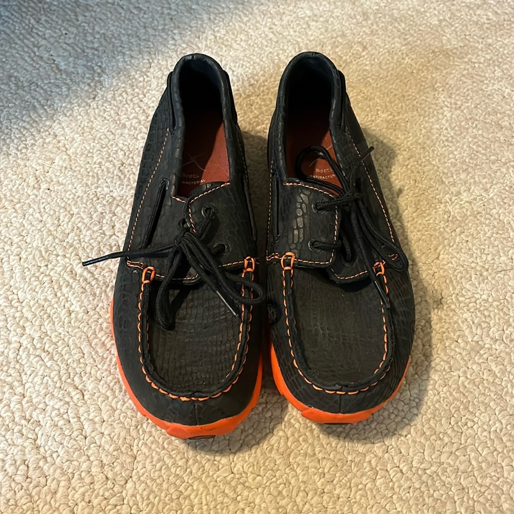 Twisted X Youth Black/Orange Driving Mocs